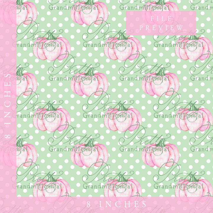 Grandmillennial pumpkin pattern, fall print, polka dot pumpkin pattern, commercial use patterns, fall print, fall pattern, autumn pattern - PrettyGrandmillennai