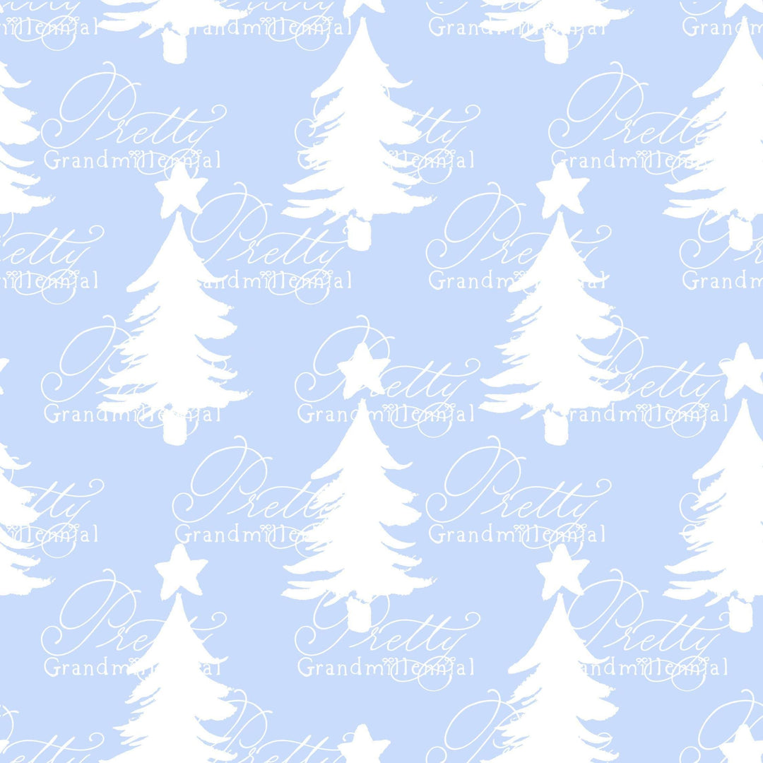 Grandmillennial Christmas pattern, Christmas tree pattern, seamless pattern print, blue Christmas tree pattern, boy Christmas print - PrettyGrandmillennai