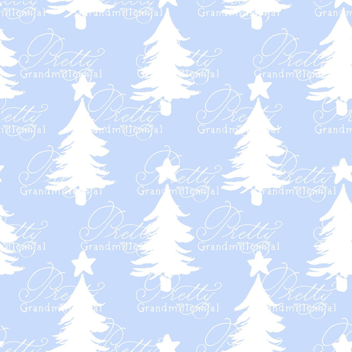 Grandmillennial Christmas pattern, Christmas tree pattern, seamless pattern print, blue Christmas tree pattern, boy Christmas print - PrettyGrandmillennai