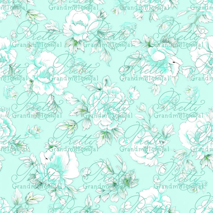 Preppy Mint floral chinoiserie pattern, seamless chinoiserie print pattern, digital print, commercial use patterns, grandmillennial patterns - PrettyGrandmillennai