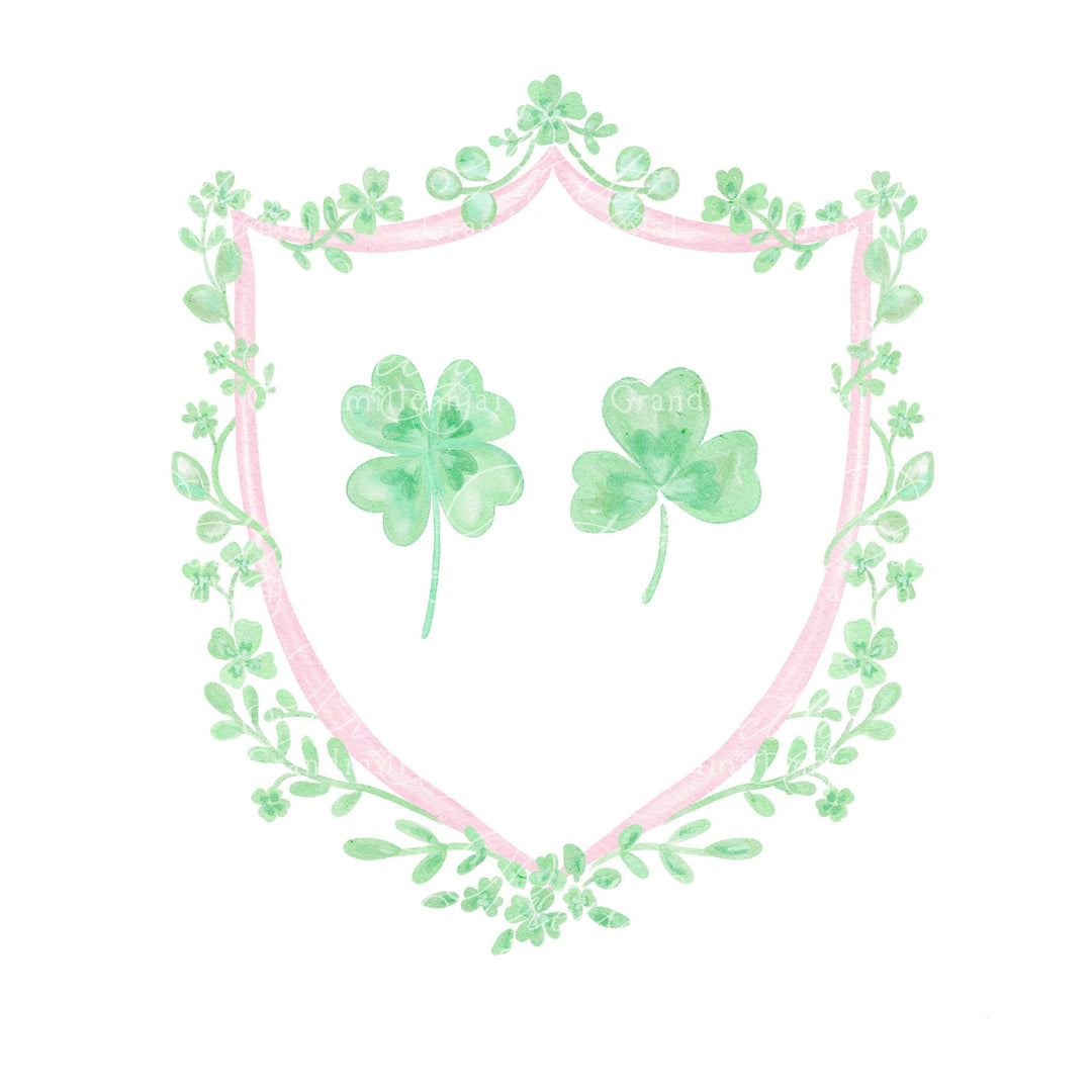St Patricks Day Crest Clipart, st patricks day watercolor crest, st patricks day watercolor clipart, clover clipart - PrettyGrandmillennai