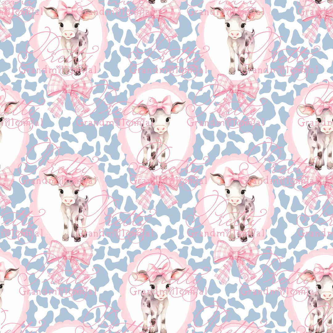 Grandmillennial Cute cow pattern, seamless cow pattern, grandmillennial patterns, preppy patterns, Cow print pattern, Commercial use - PrettyGrandmillennai