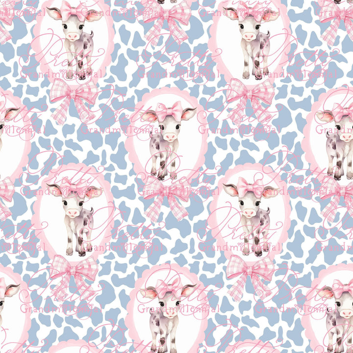 Grandmillennial Cute cow pattern, seamless cow pattern, grandmillennial patterns, preppy patterns, Cow print pattern, Commercial use - PrettyGrandmillennai