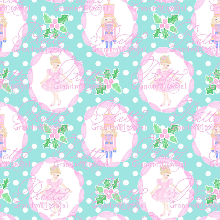 Nutcracker pattern, christmas pattern, nutcracker ballerina pattern, nutcracker christmas pattern, bows pattern, grandmillennial pattern - PrettyGrandmillennai