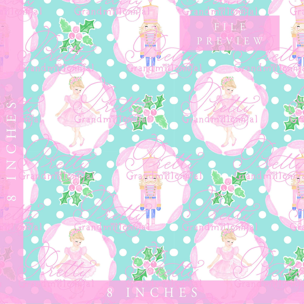 Nutcracker pattern, christmas pattern, nutcracker ballerina pattern, nutcracker christmas pattern, bows pattern, grandmillennial pattern - PrettyGrandmillennai
