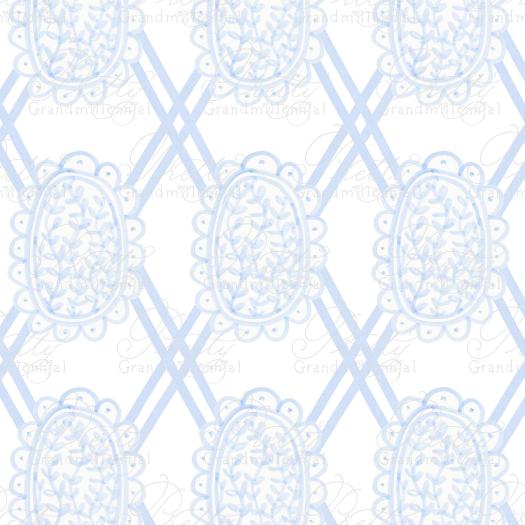 Romantic flowers scalloped frame bows pattern, alcohol markers art patterns, floral pattern, grandmillennial pattern, grandmillennial - PrettyGrandmillennai