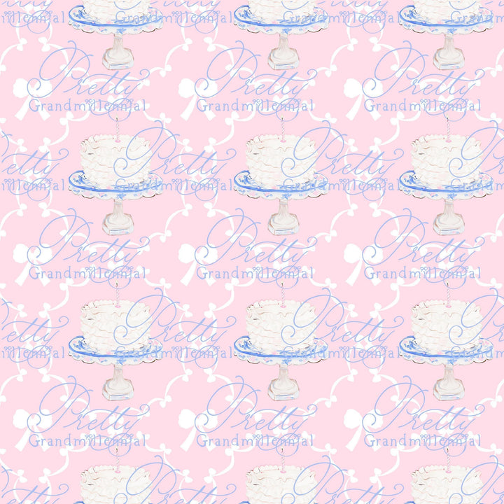 Preppy Birthday pattern, grandmillennial pattern, seamless pattern, birthday pattern, grandillennial birthday print, birthday cake pattern - PrettyGrandmillennai