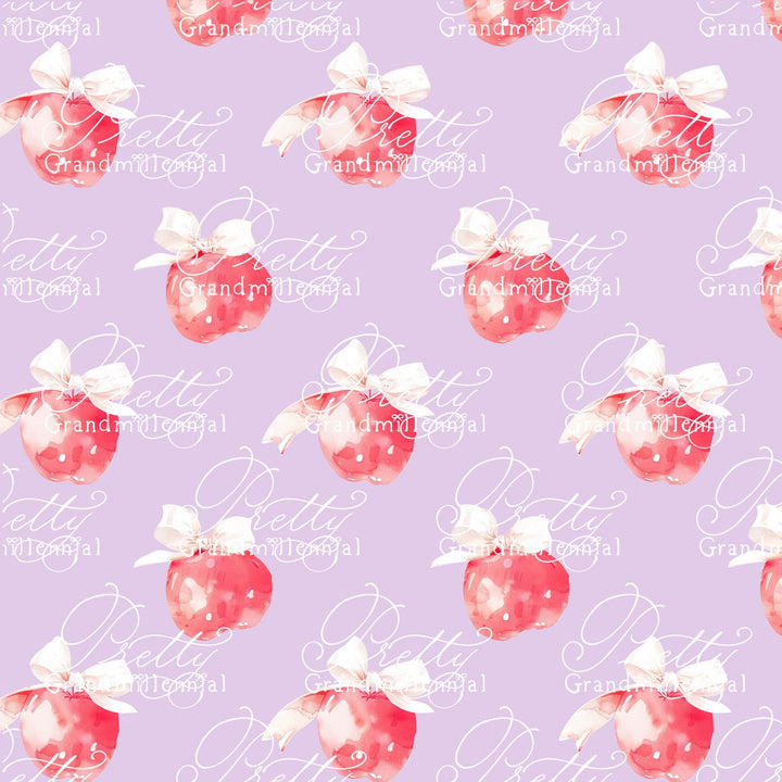 Grandmillennial Back to school pattern, apple print, watercolor school pattern, red apple print, apples pattern, back to school pattern - PrettyGrandmillennai