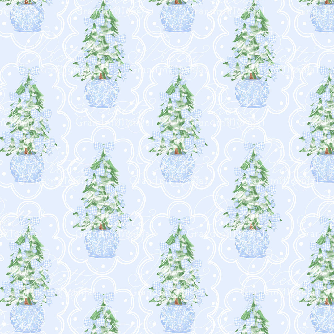 Christmas tree seamless pattern, Grandmillennial Christmas, Christmas patterns, seamless pattern shop, watercolor patterns, commercial use - PrettyGrandmillennai