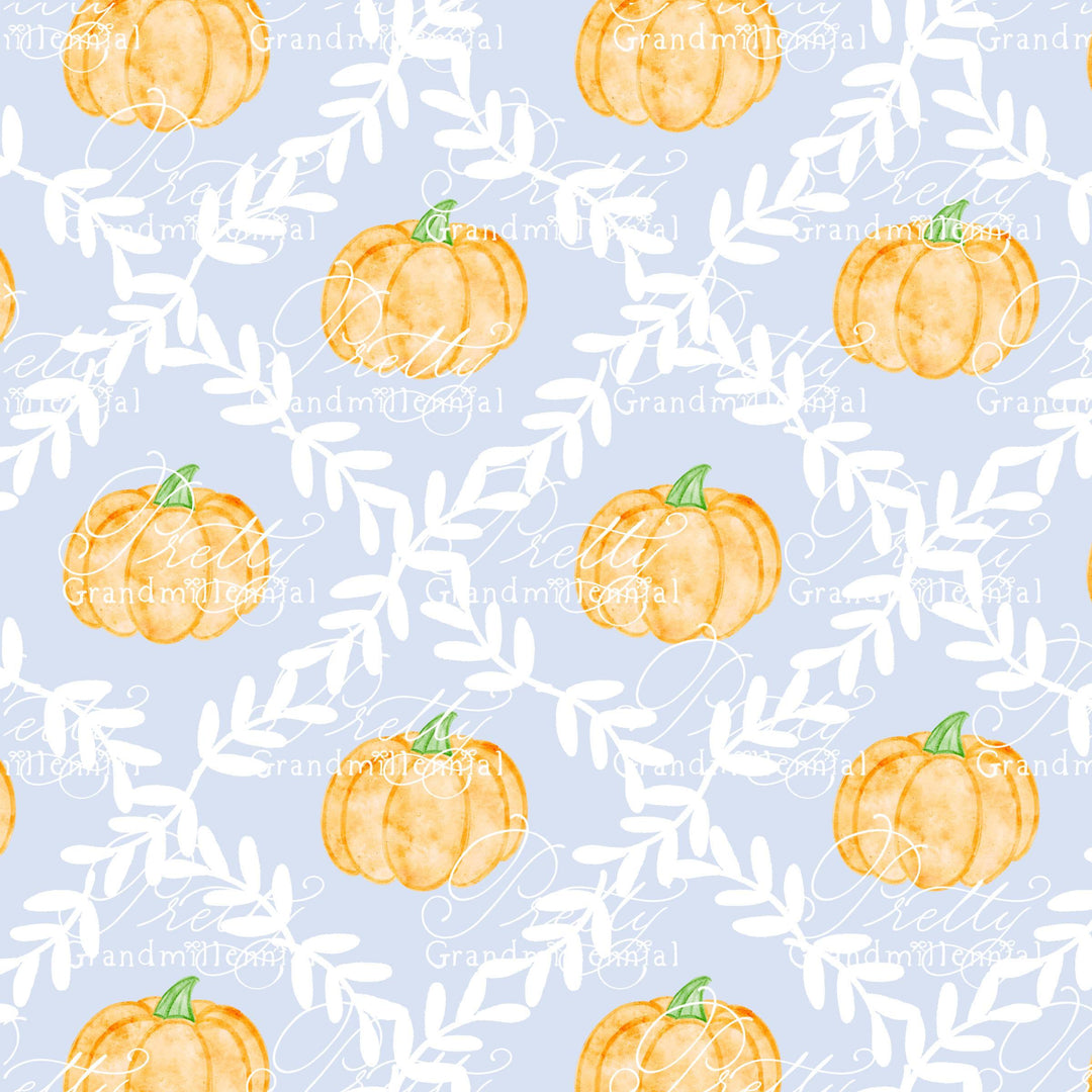 Grandmillennial pumpkin pattern, preppy fall print, preppy pumpkin print, pumpkin pattern, commercial use patterns, fall print, fall pattern - PrettyGrandmillennai