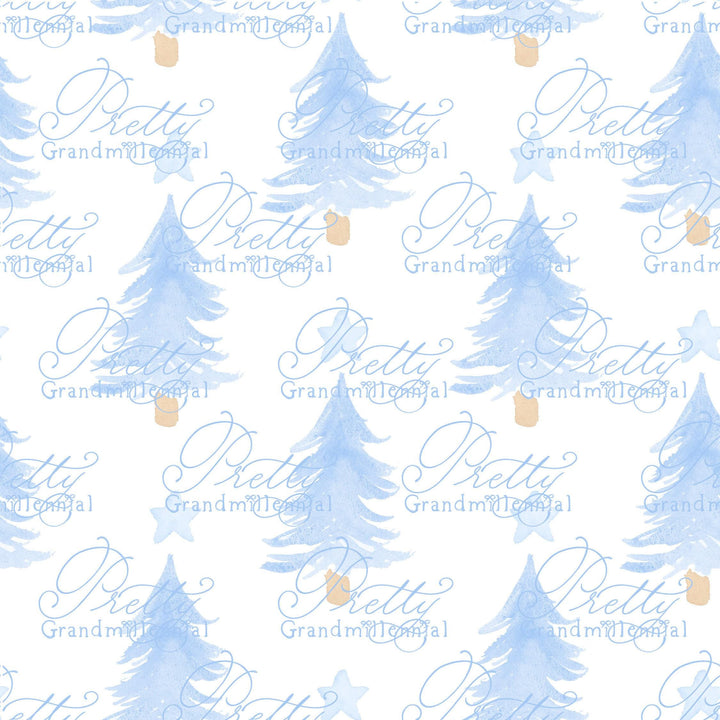Grandmillennial Christmas pattern, Christmas tree pattern, seamless pattern print, blue Christmas tree pattern, boy Christmas print - PrettyGrandmillennai