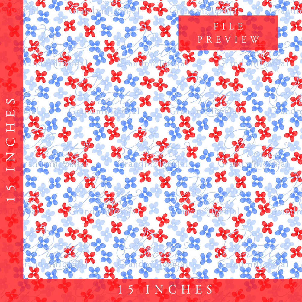4th of July Liberty Floral Pattern, Preppy Style, Digital Download (PNG file) - PrettyGrandmillennai