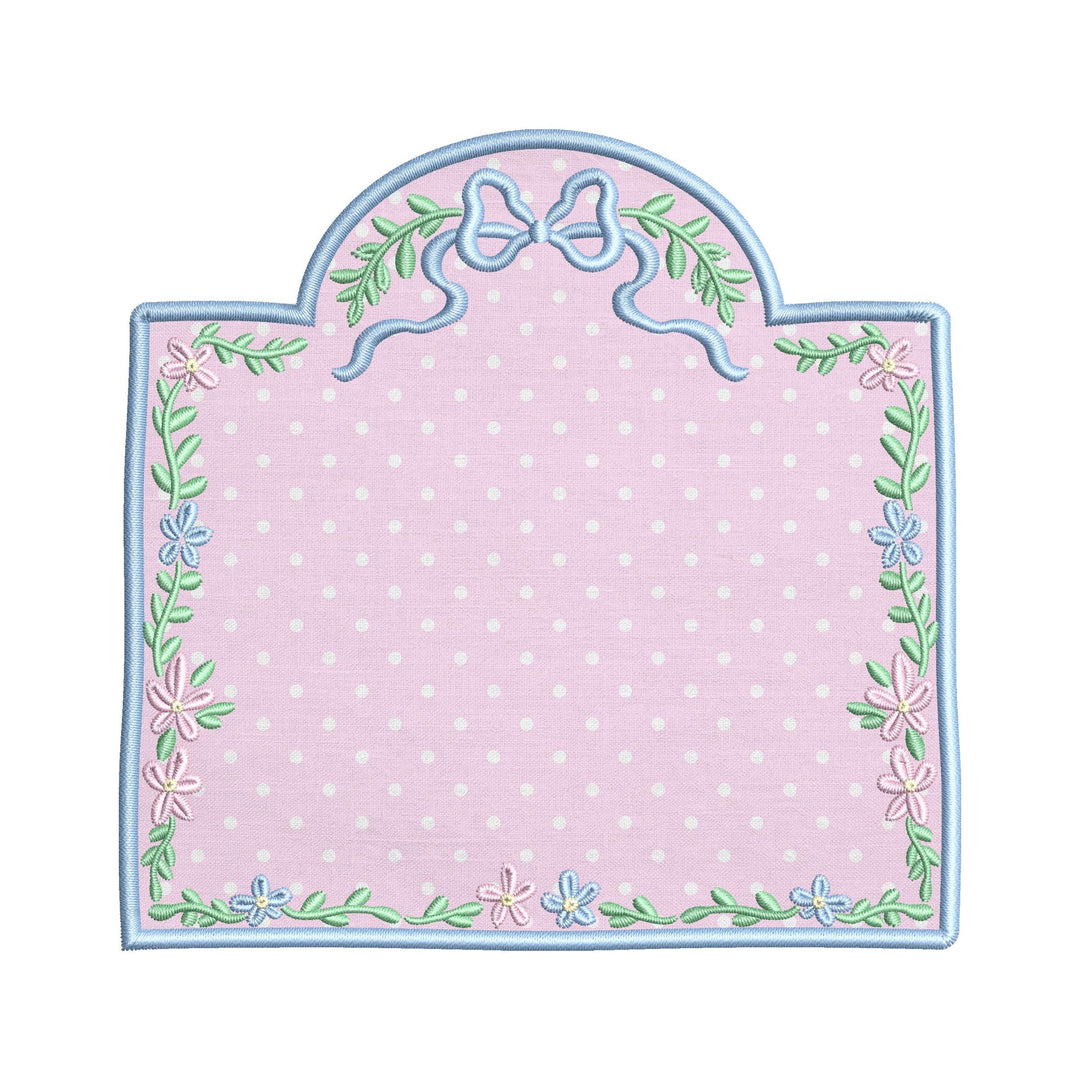 Floral Scallop Frame Applique Embroidery Design (Digital Download)