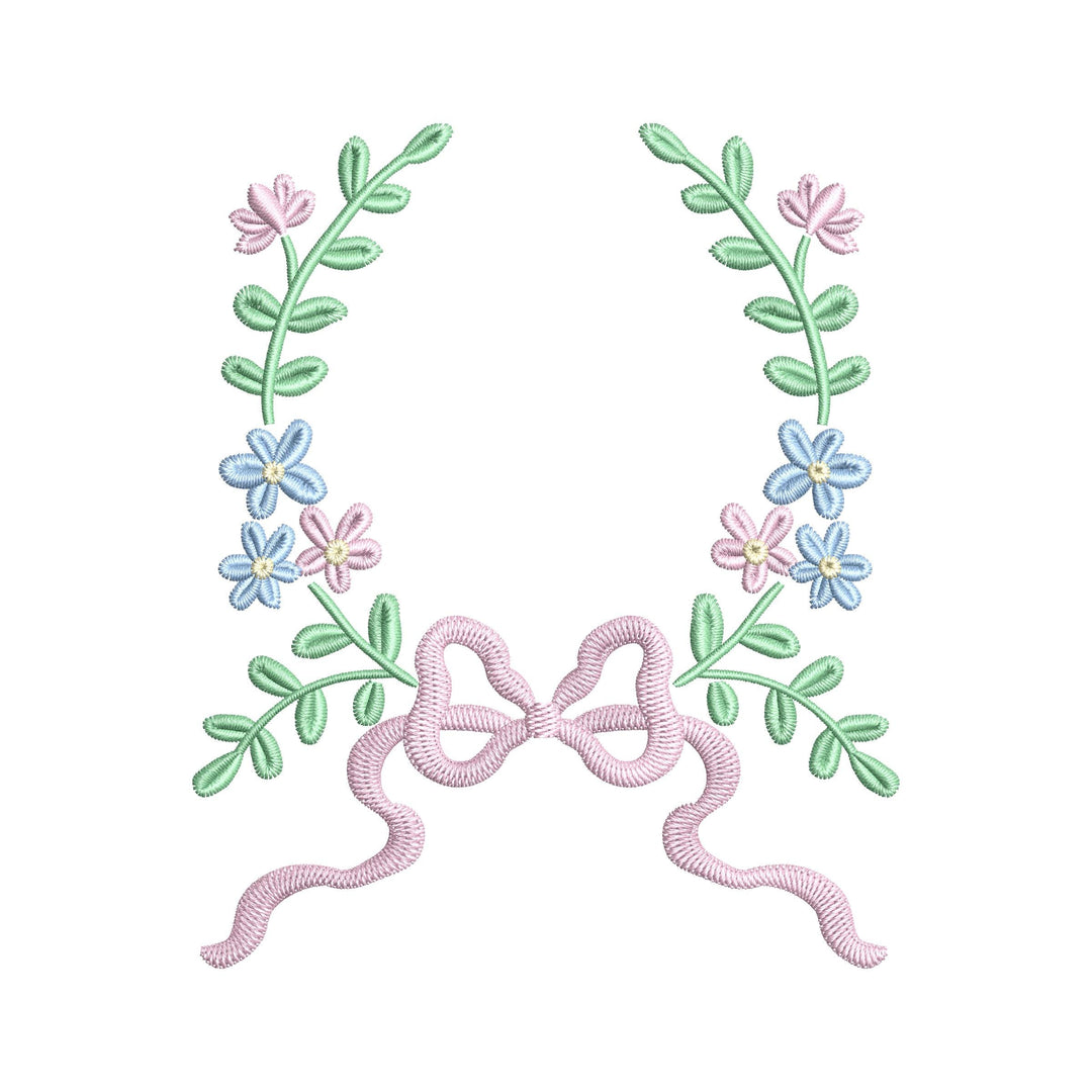 Floral Bow Embroidery Design, Grandmillennial (Digital Download)