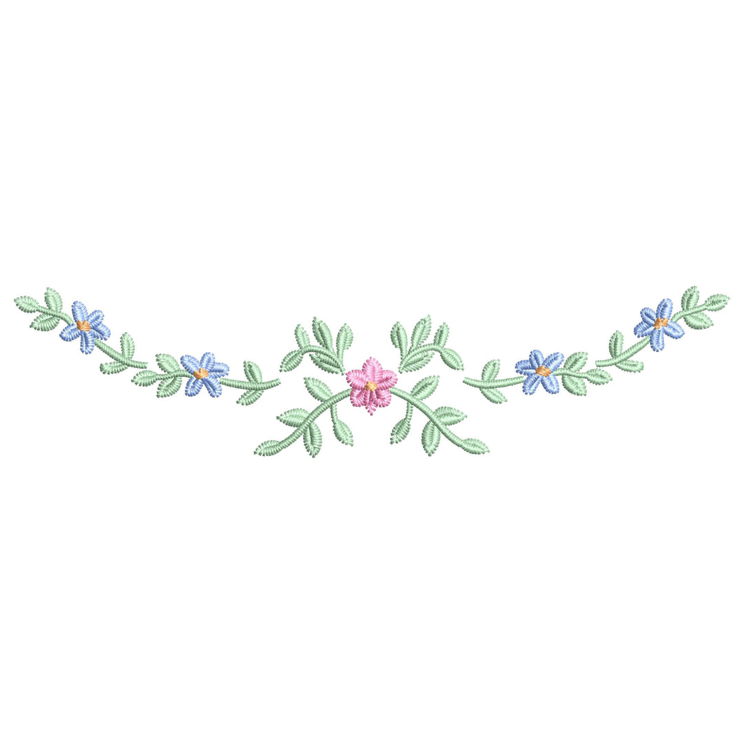 Floral Bow Embroidery Design, Grandmillennial Flowers and Bow (Digital Download)