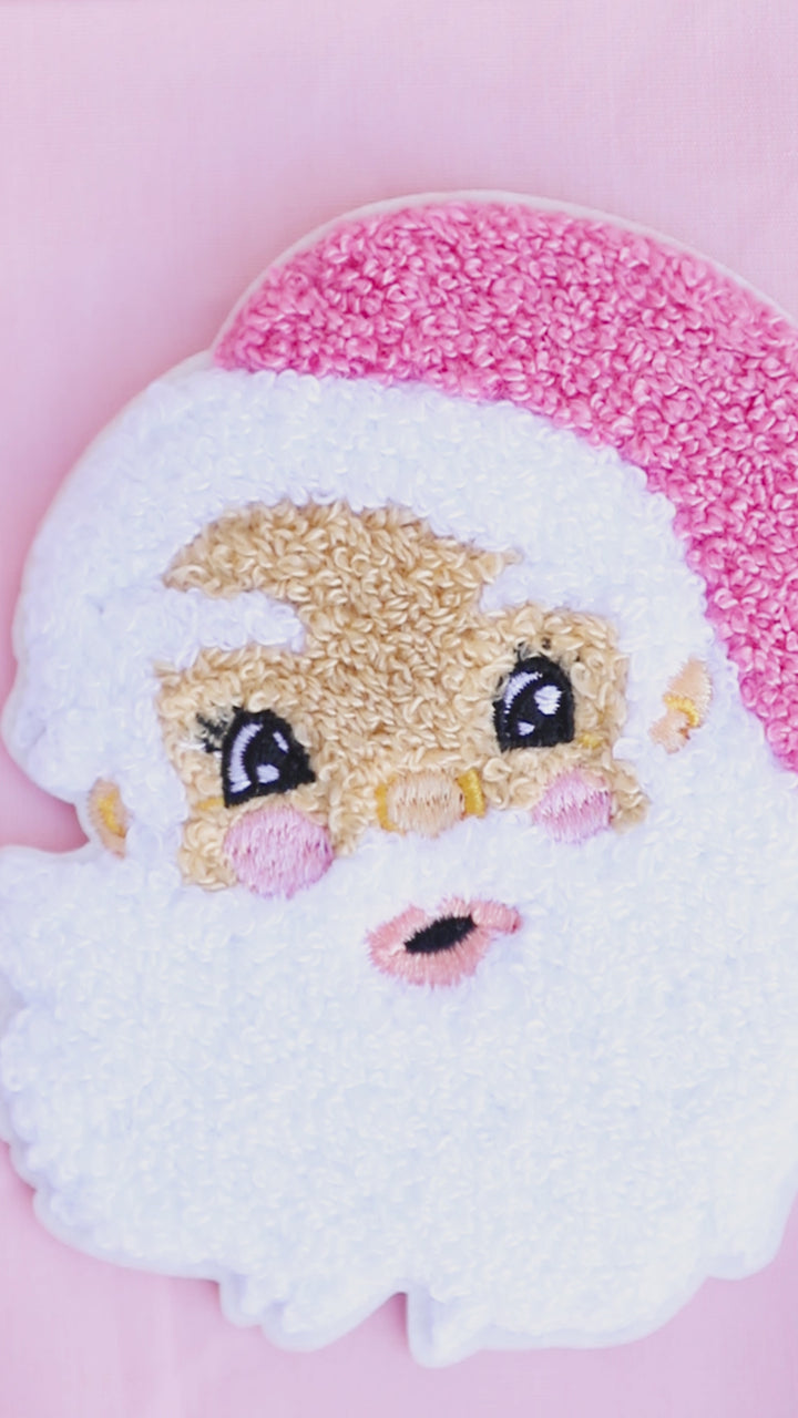 4" Pink Santa Chenille Patches