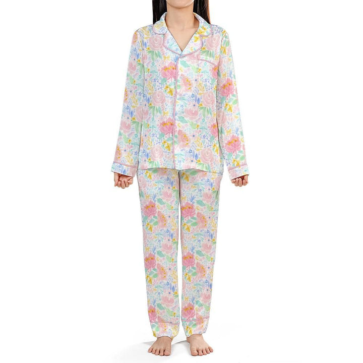 Sugarplum Flowers Satin Pajama Set | Grandmillennial Floral Lounge Pajamas