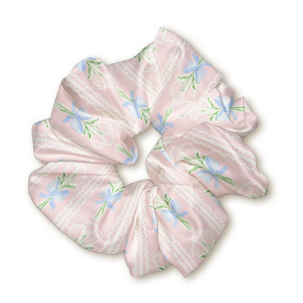 Bluebell Ribbon Garden Satin Scrunchie