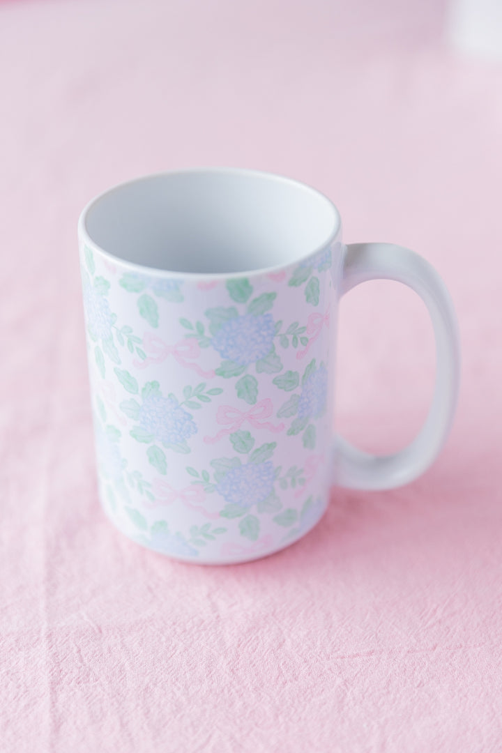 Grandmillennial Hydrangea &amp; Bow Mug 15 oz